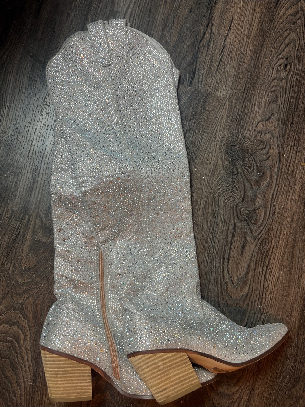 Embellished Silver Western-Style Women's Boots